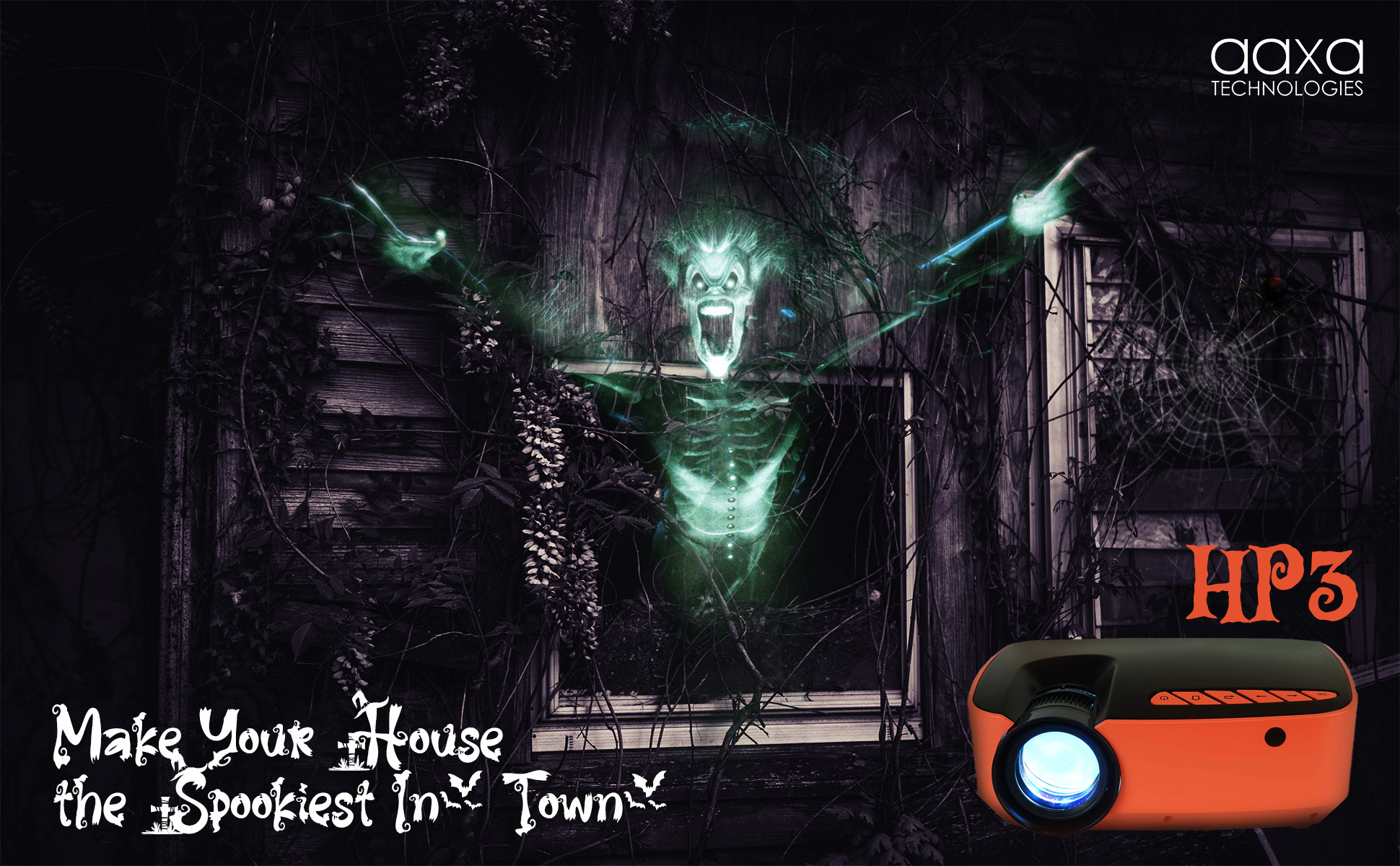 AAXA's HP3 LCD Projector allows for a great value experience for spooky Halloween thematics.