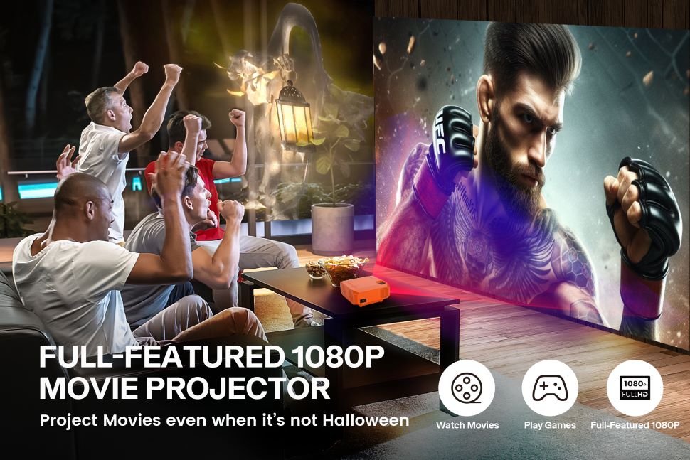 Fully-featured 1080p projector to play games and watch movies!