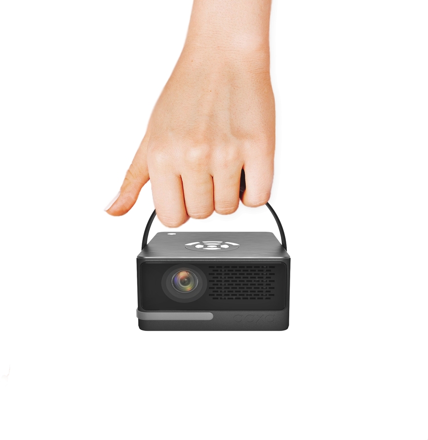 AAXA P6 Ultimate Smart Projector carried by its handle